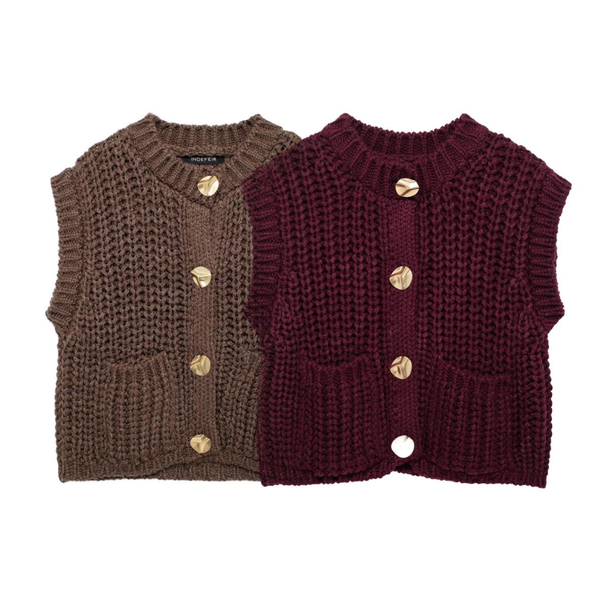 

2025 Spring Women s Street Fashion Chunky Knit Vest Tank Top Small