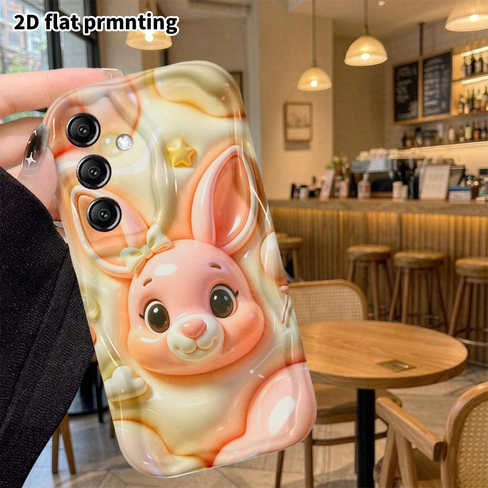 Phone case: 2D flat, suitable for Samsung Galaxy A34 A35 M05 M06 S20 S22 S21 FE Plus 5G protective case, pink bunny head, perfect holiday gift for Chr