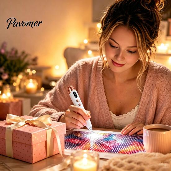 Faux Diamond Art Accessories Electric Rhinestone Pen, Pen with Light, 2 Smart Suction Levels, Rechargeable Wireless Vaccum for Adults DIY Crafting