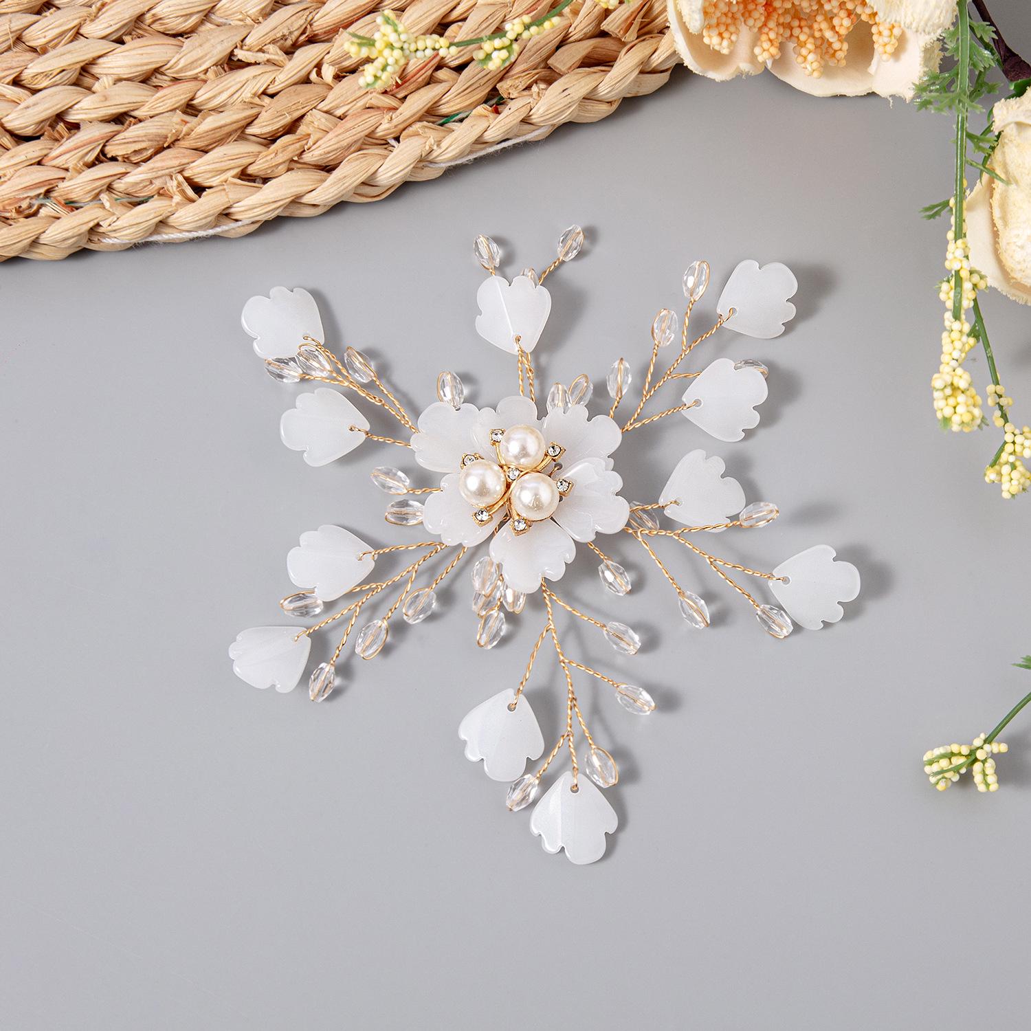 Ancient-Style Handmade Crystal Pearl Flower Hairpin for Hanfu