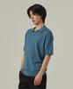 ANALOG MOOD Cable Open Collar Short Sleeve Knit (Blue)