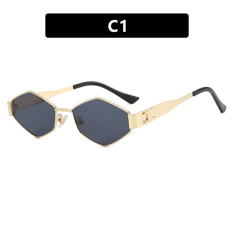 Vintage Rhombus Metal Frame Sun Glasses Unique Punk Eyewear Fashion Anti-UV Sunglasses For Women&Men Riding