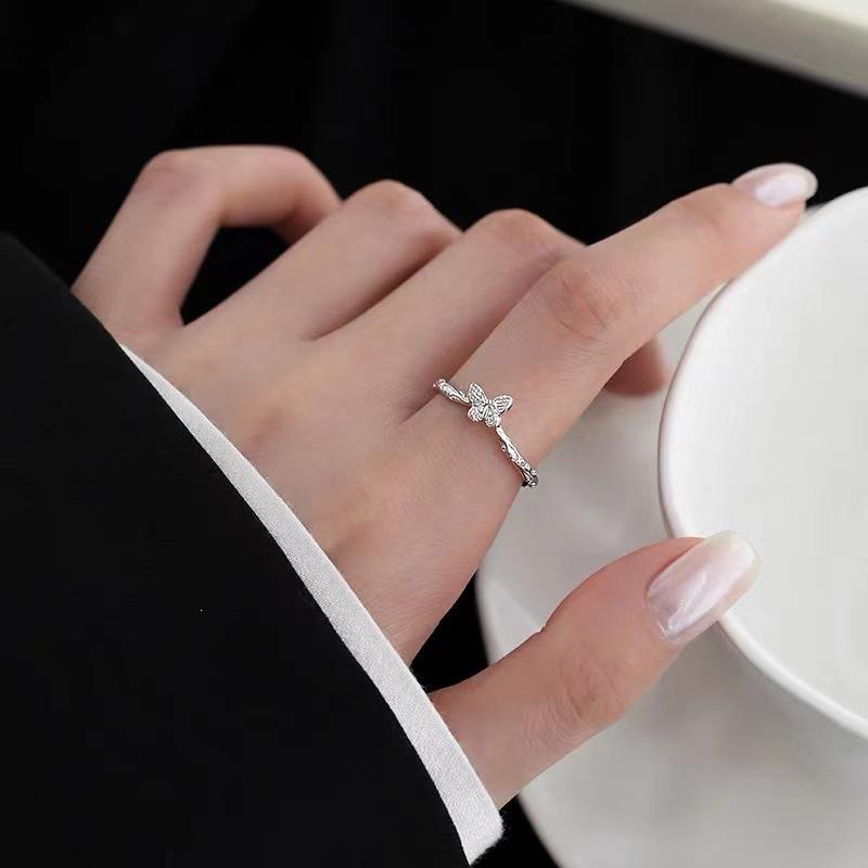 925 Silver Butterfly Luxury Open Ring - Women's High-End Index and Tail Band