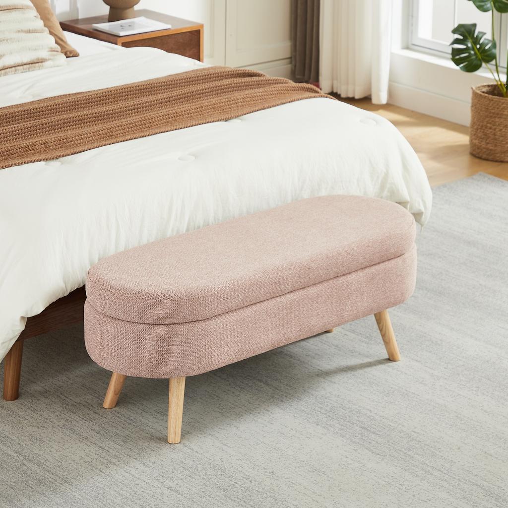 Bench with Storage Space, modern bench with storage space and chenille cover, ideal for changing shoes, suitable for bedroom, hallway or living room