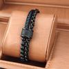 Trendy Geniune Leather Multilayer Bracelet for Men Chain Double Black Luxury Punk Braided Bracelet Wristband Male Charm Jewelry