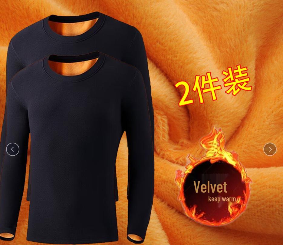 Men's Slim Fit Fleece-Lined Long-Sleeve Base Layer T-Shirt for Autumn/Winter