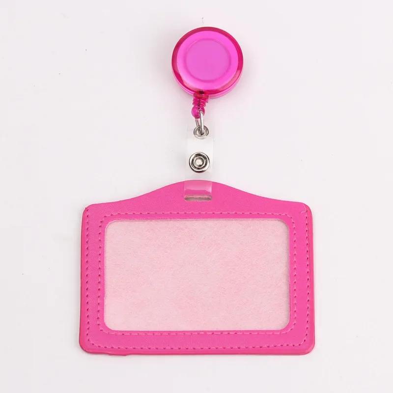 Women Man Bank Credit ID Card Holders Bus Identity Badge Protector Cover Bus Card Covers with Retractable Reel Office Supply