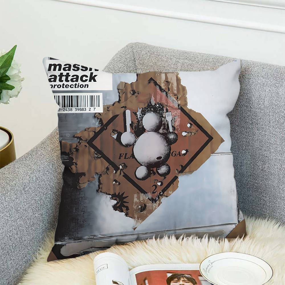 

M-Massive A-Attack Pillow Case Album Case Sofa Decorative Home Double-sided Printing Short Plush Cute Cushion Cover 12x12Inch