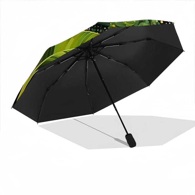 1pc Nature Plants Automatic Open/close Umbrella, 8-Rib Sturdy Structure, Auto Folding/Opening, Portable Travel Umbrella for Women,060