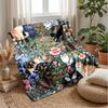 Floral Cats Artwork Theme blanket Lightweight Warm Flannel Blanket Decorative Throw Blanket for Home Decoration