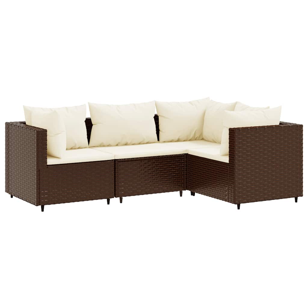 Vidaxl 4-Seater Garden Lounge Set, Cushions, Brown Rattan Pe