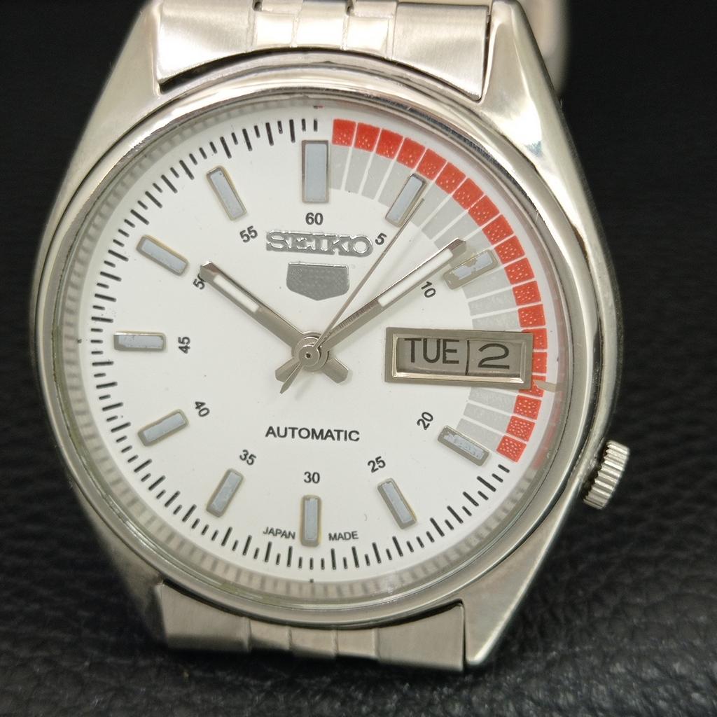 GENUINE VINTAGE SEIKO 5 AUTOMATIC 7009A JAPAN MENS WHITE DIAL WATCH A708731-1