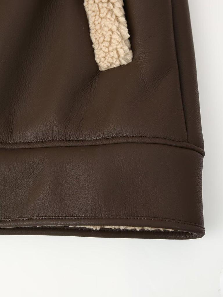 2024 Women's Winter Shearling Coat - European & American Style with Waist-Slimming Lace-Up