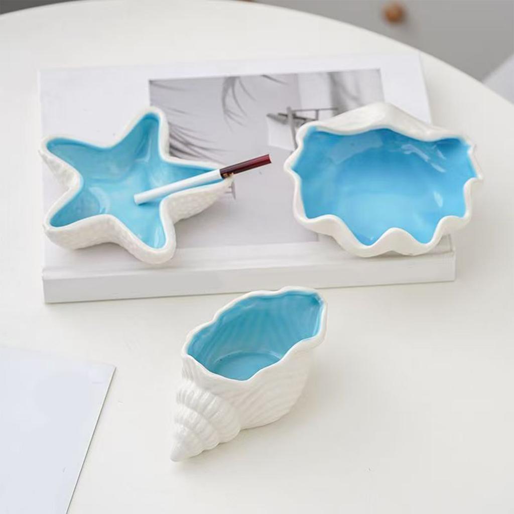 Ceramic Jewelry Storage Holder Multi-Purpose Decorative Ring Trinket Tray Cute Ocean Trinket Plate Watch Keys Candle Holders