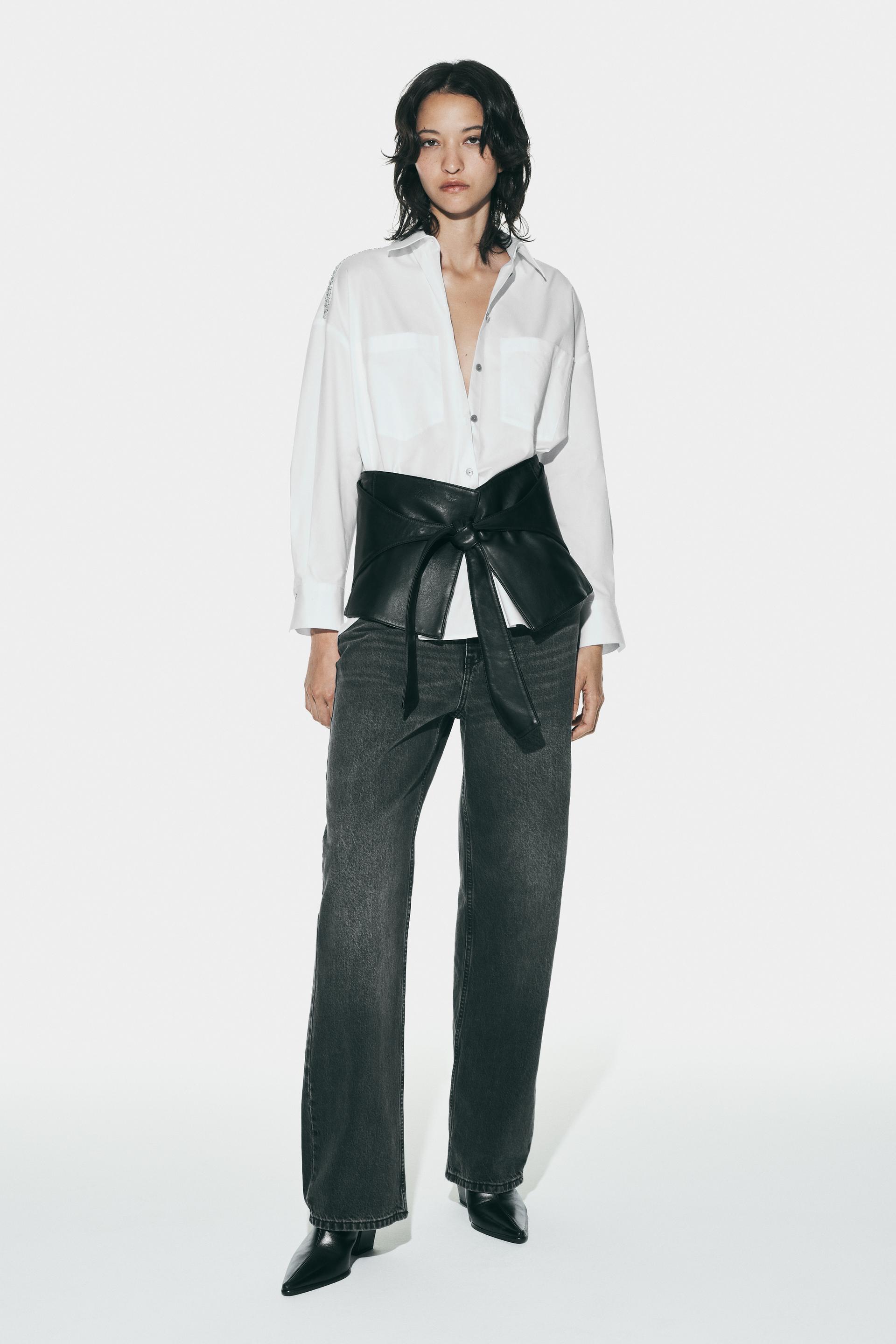 

РУБАШКА ИЗ ПОПЛИН С БИСЕРОМ ПЛЕЧИ