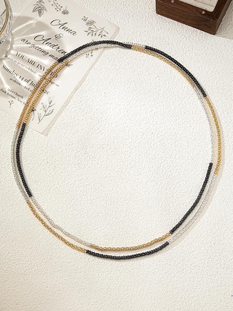 Temperament Color Matching Simple Long Necklace Can Be Stacked Winter Clothing Accessories Trinkets Sweater Chain