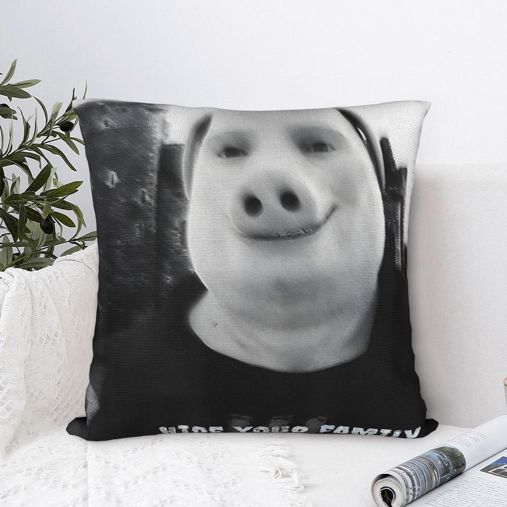 John Pork Hide Your Family Funny brainrot unhinged Meme Pillow Cover Print Cushion Cover Vintage Pillow Case For Living Room