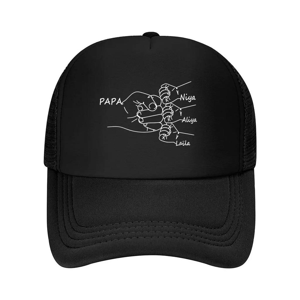 Family Hands Sentimental Art Papa Niya Alya Leila for Personalized Design Mesh Baseball Cap