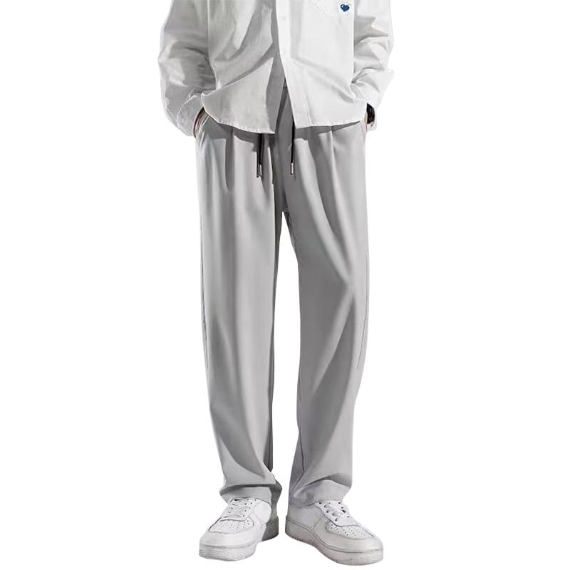 

Модные широкие брюки, прямые брюки, мужские свободные брюки из ледяного шелка с эластичной резинкой на талии