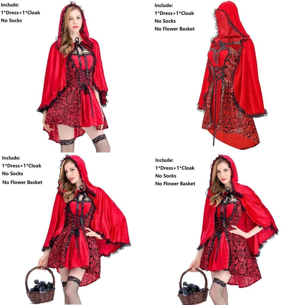 Womens Little Red Riding Hood Gothic Cape Dress Perfect For Halloween Role Play And Events