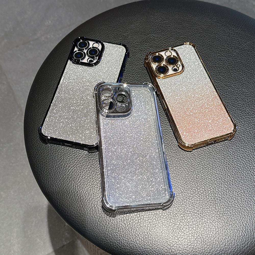 Luxury Plating Gradient Bling Glitter Shockproof Phone Case for Samsung S25 Ultra iPhone 16 Pro Xiaomi Redmi Note12 Itel Corners Reinforced Back Cover