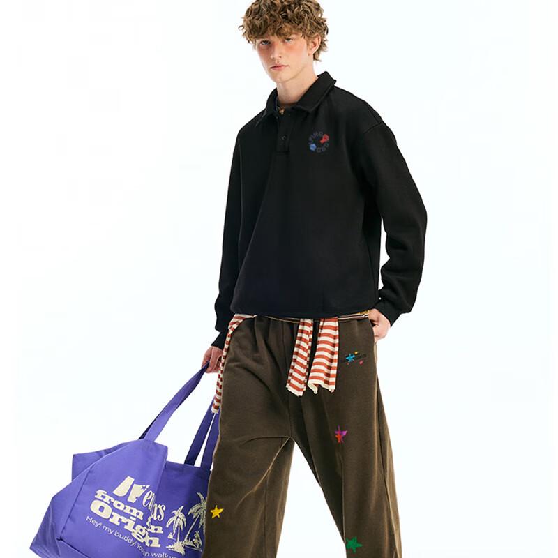 Fingercroxx Men's Turn-down Collar Fleece Lined Pullover Sweatshirt