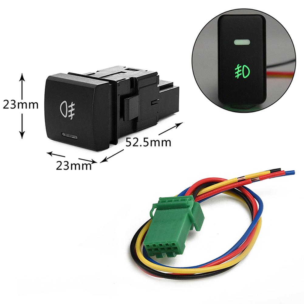 Car Fog Lights Switch with Green Light Fog Light Button Replacement Pure Copper Wire Refitting Fog Lamp 12V 24V for Camry 2018+