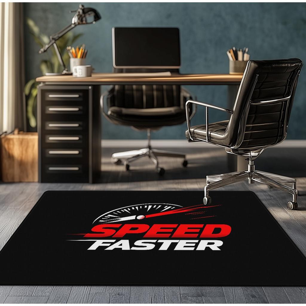 Speed Faster Racing Logo Rug Gaming Desk Mat Black Red Sport Theme Carpet Car Lover Room Decoration Floor Cover
