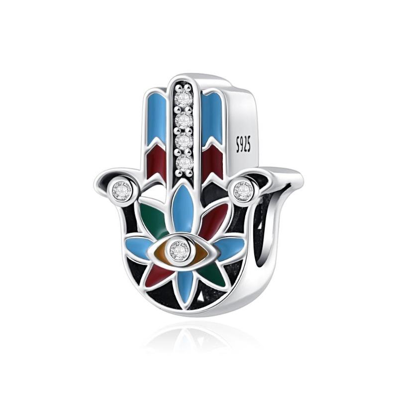 Brandneuer Kupfer Griechisches Auge Teufelsauge Anhänger Mit Holzkohleperlen Passend Für Original Armband DIY Damenschmuck