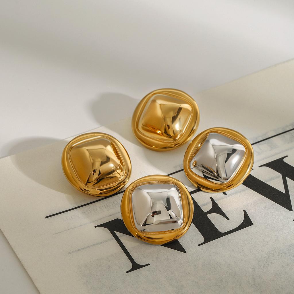 Yori Exclusive Design Stainless Steel Metal Stud Earrings Bright Anti Allergy Waterproof Charm Texture High Quality Jewelry