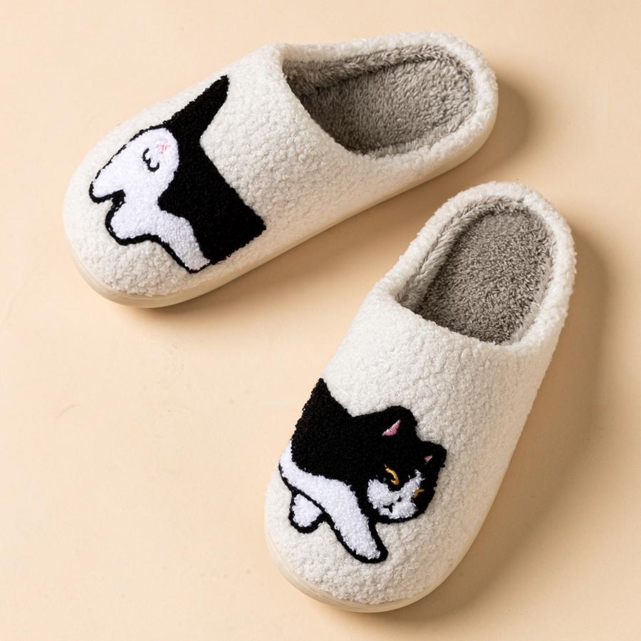 Children's Slippers Cute Cat Design Indoor Winter Warm Parent-child Shoes Comfortable Leisure Gift Home Shoes