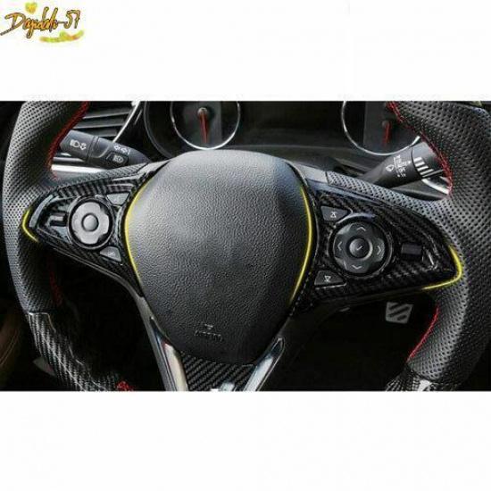 For 2017- Buick Regal Carbon Fiber Steering Wheel Button Frame Trim 2PCS