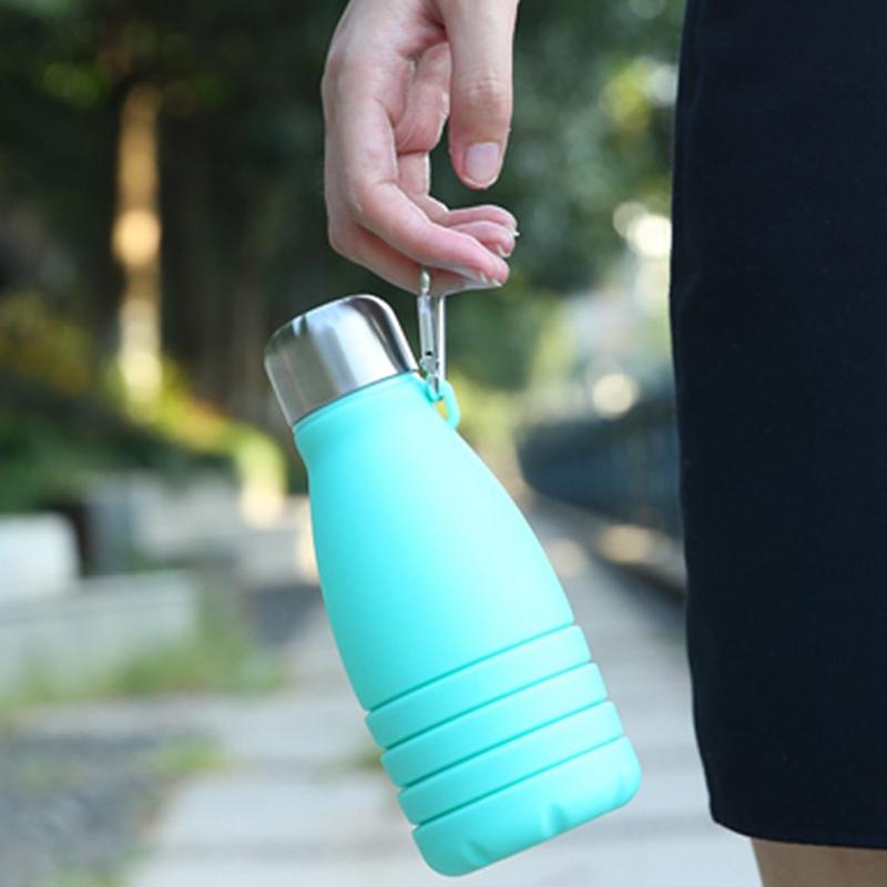 Foldable Bottle With Carabiner Leak Silicone Collapsible Water Bottles Lightweight Active Cups Proof For Outdoor Use Travel 500ml