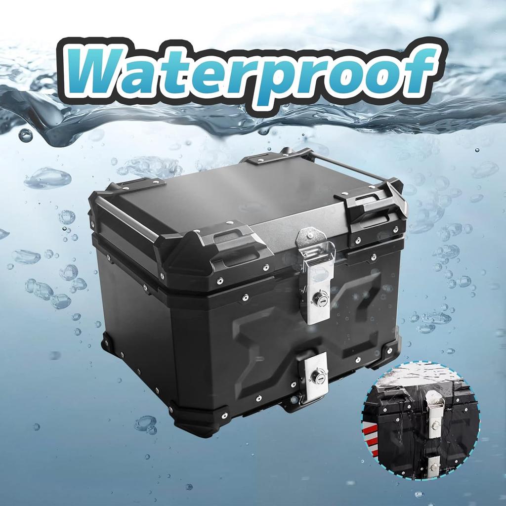 45L Universal Black Motorcycle Tail Storage Box Motorcycle Helmet Box With Reflective Design Waterproof Storage Carrier