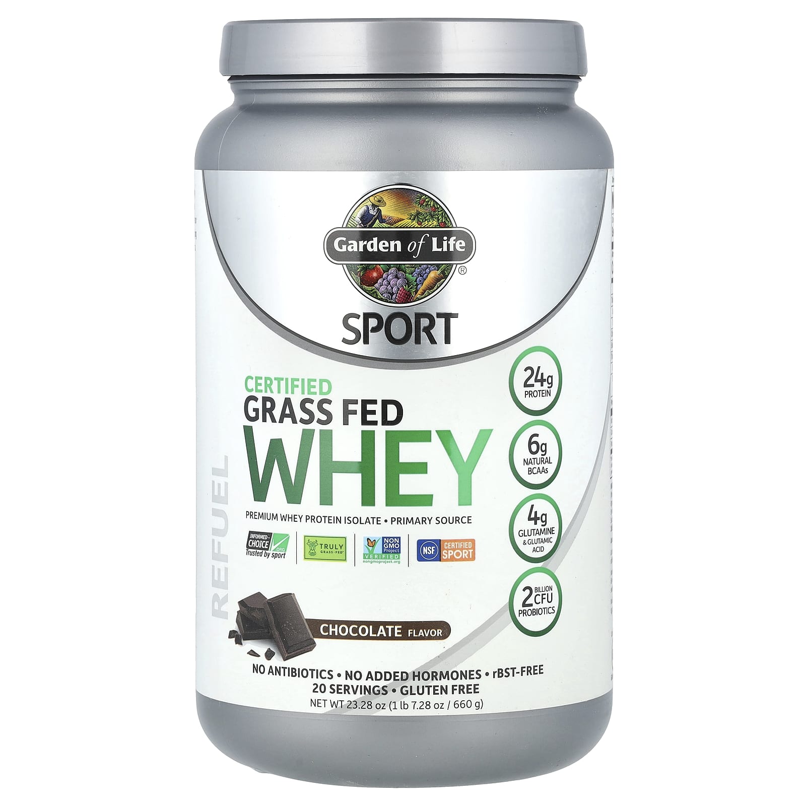 

Sports, Certified Grass-Fed Whey, Refuel, Chocolate, 660G (23.28Oz)