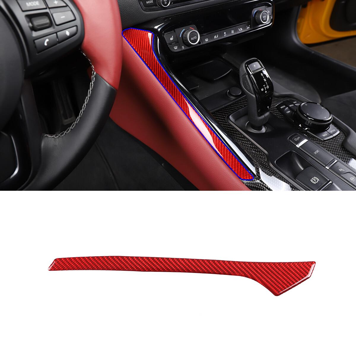 Red Carbon Fiber Interior Gear Shift Panel Side Trim For Toyota Supra A90 19-24