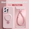 Magsafe Magnetic Bracket Liquid Silicone Phone Case For IPhone 13 14 15 16 17 Pro Max With Hanging Rope Anti fall Protective Cover