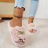 Cozy Plush Lined Open Toe Slippers with Non-slip Soft Sole for Winter & Autumn