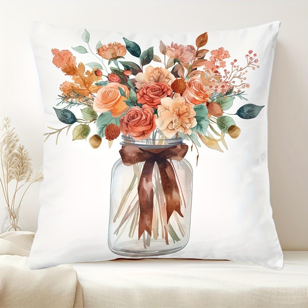 2 шт Простая цветочная подушка квадратная наволочка для дивана гостиной прикроватная подушка съемная 45X45 без наволочки 45X45cm 2PCS фиолетовый 1190₽