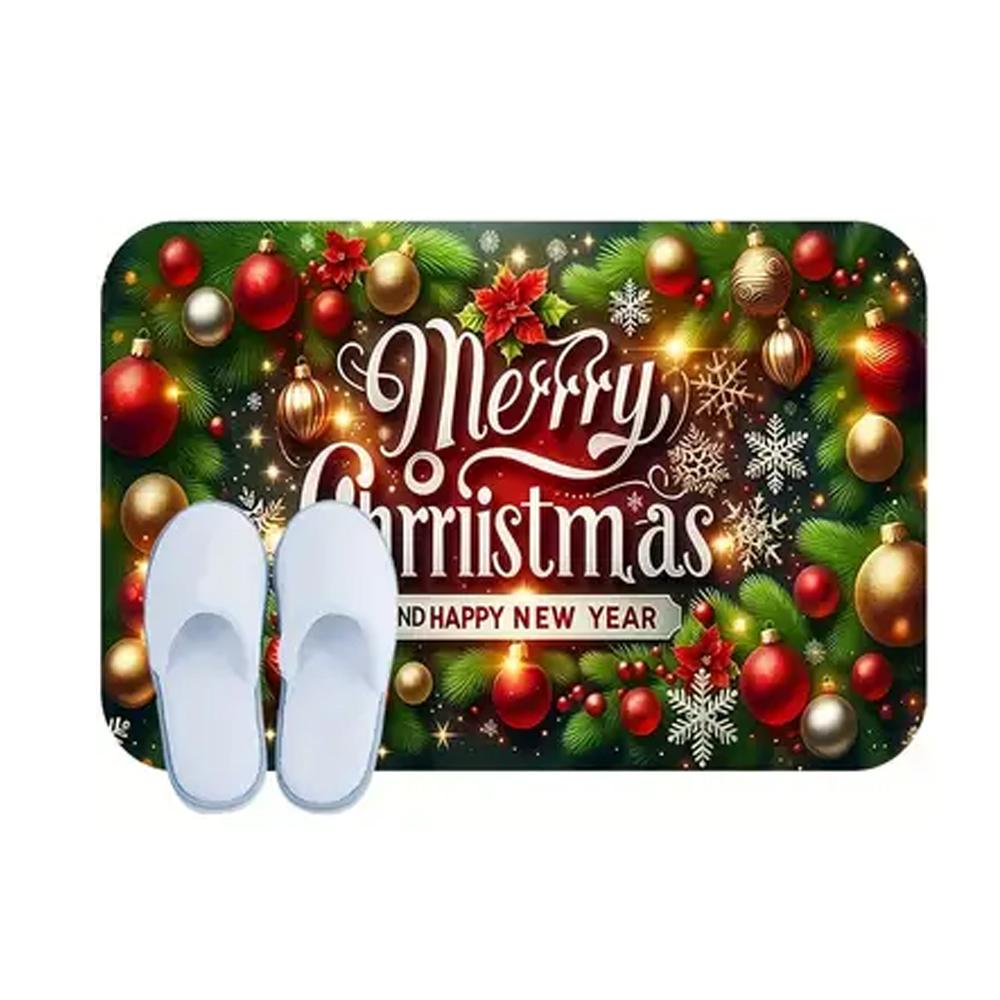 

Carpet for Bedroom Living Room Hallway Merry Area Rug Christmas Xmas Snowflake Lanterns Soft Anti-slip Floor Mat Home Decoration 40cm x 60cm зелений