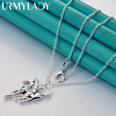URMYLADY 925 Sterling Silver Smooth Horse Pendant Necklace For Women Wedding Party Fashion Jewelry