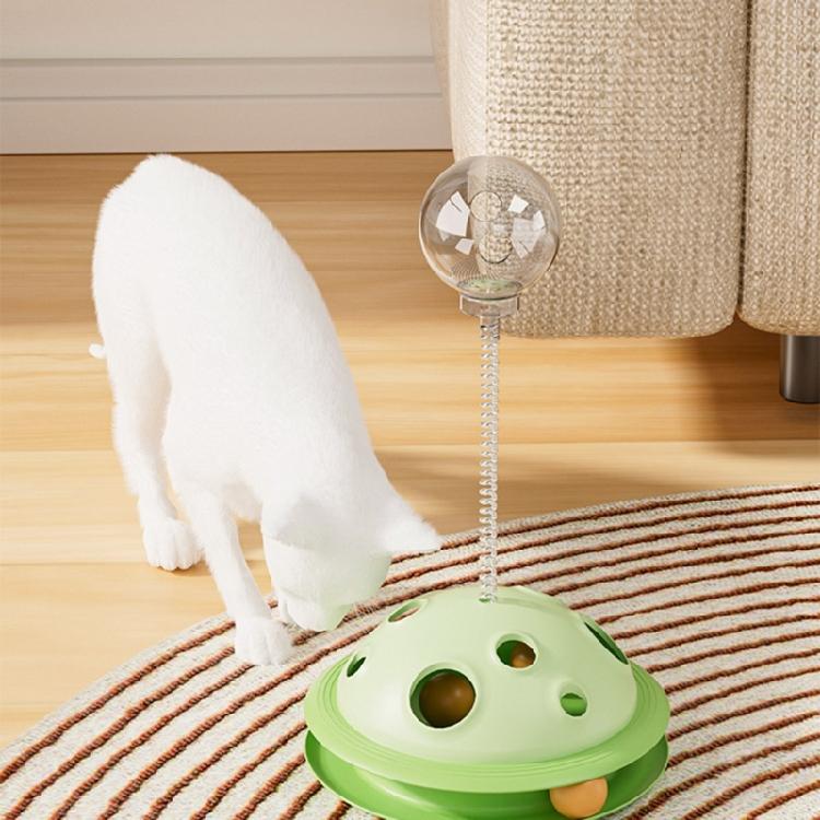 Interactive Cats Toy Slow Feeder with Teasing Track Balls Base Table Tennis