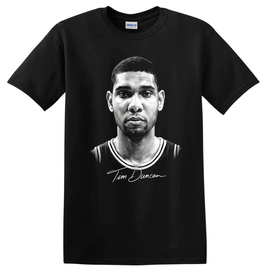 Tim Duncan Basketball Player Portrait Number 21 T Shirt Sports Fan Graphic Tee