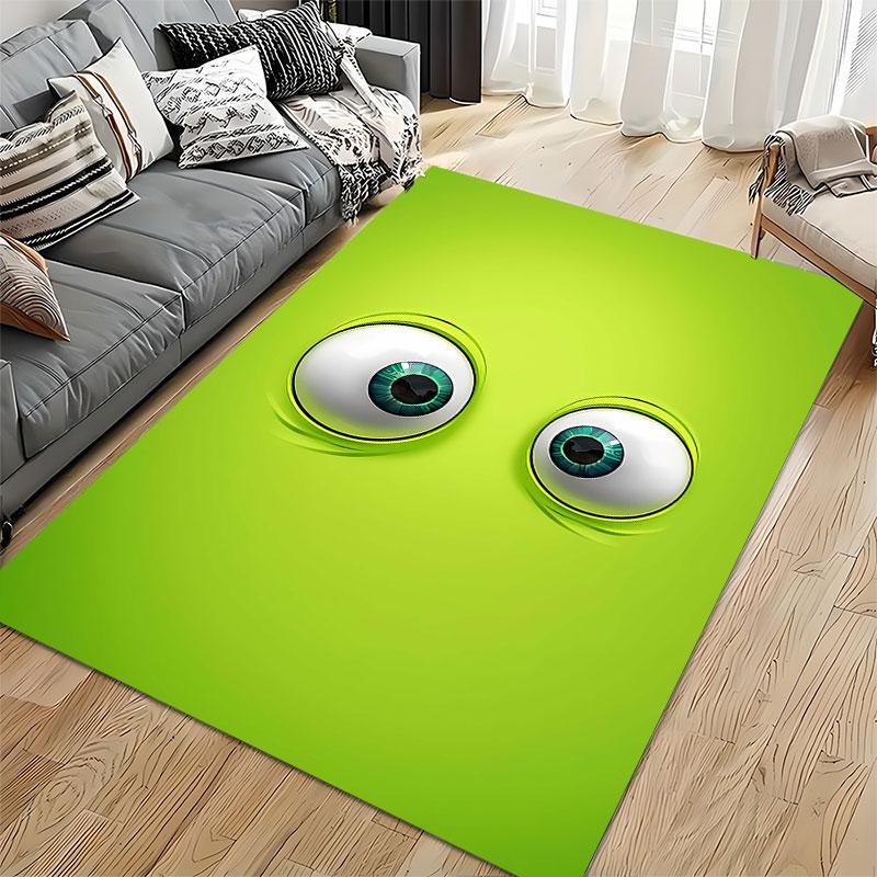 Green Cartoon Eyes Design Carpet suitable as a non-slip mat for the living room or bedroom sofa