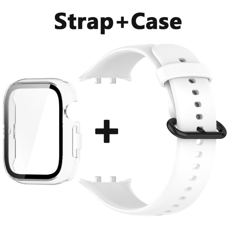 

Чехол + ремешок для часов, подходит для Honor Watch 5, силиконовый ремешок + защитный чехол для ПК для Honor Watch 5, спортивный ремешок для часов Honor Watch 5 чистый/белый