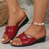 Fashion 2025 Female Shoes Metal Decoration Open Toe Women's Slippers Casual Plus Size Wedges Sandals Outdoor Daily Comfortable Slippers