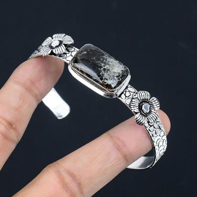 Halloweenská nabídka 925 Sterlingového stříbra Astrofylit Drahokam Květinový Náramek Šperky