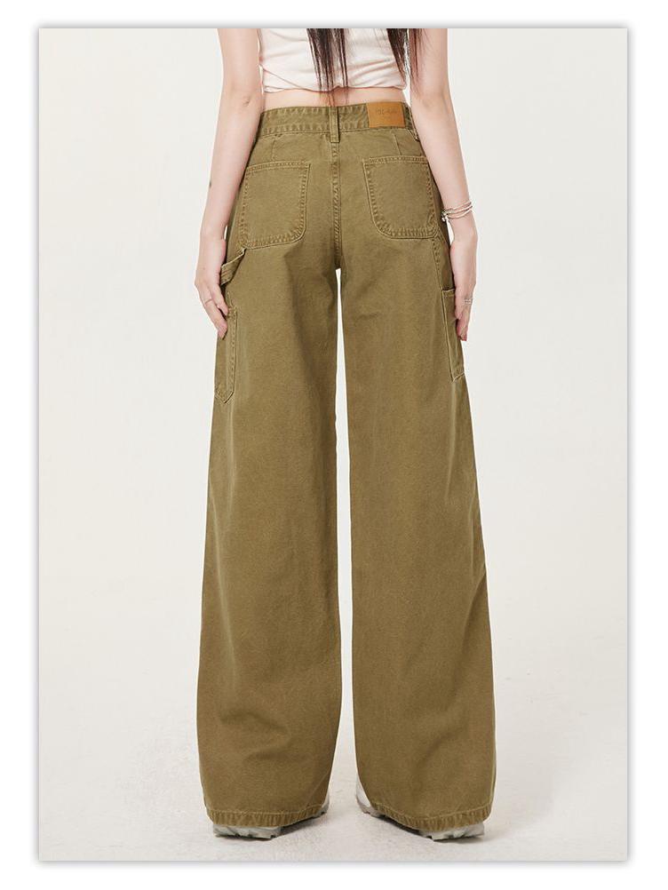 Women's Low Rise Retro Curved Blade Jeans - High Street Style, Loose Fit, Wide Leg, Casual.