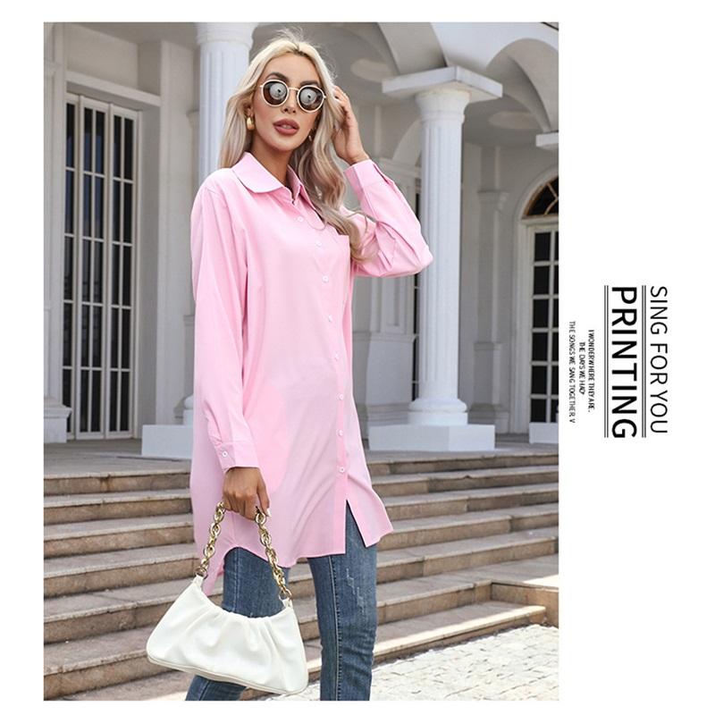 Women's Autumn Long Solid Colour Casual Temperament Long Sleeve Shirt Women