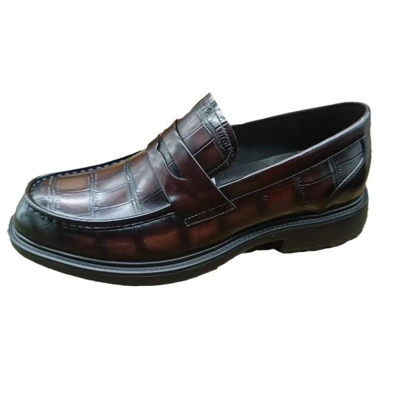 High-end first-layer cowhide loafers, men's British style leather shoes, genuine leather glossy business dress, foot-fitting Doudou shoes